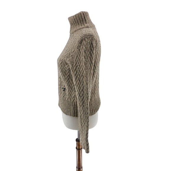 Tory Burch Wool Chevron Turtleneck Sweater XS Beige - Picture 3 of 11